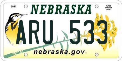 NE license plate ARU533