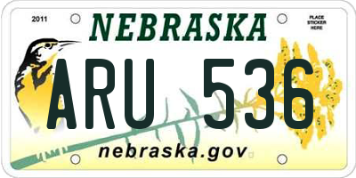 NE license plate ARU536
