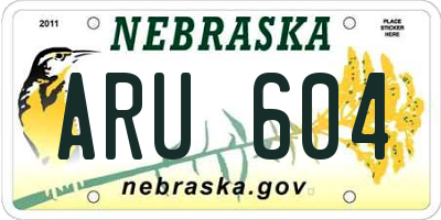 NE license plate ARU604