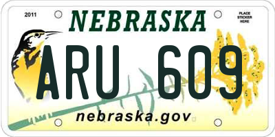 NE license plate ARU609