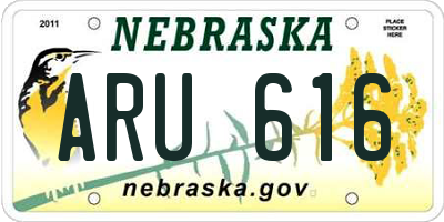 NE license plate ARU616