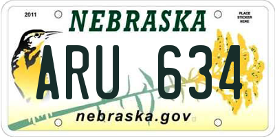 NE license plate ARU634