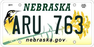 NE license plate ARU763