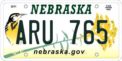 NE license plate ARU765