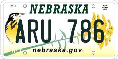 NE license plate ARU786