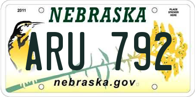 NE license plate ARU792