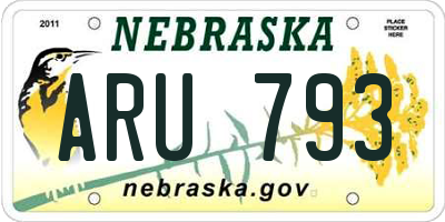 NE license plate ARU793