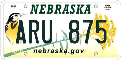 NE license plate ARU875
