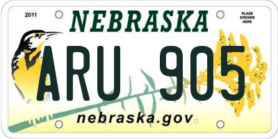 NE license plate ARU905