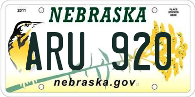 NE license plate ARU920