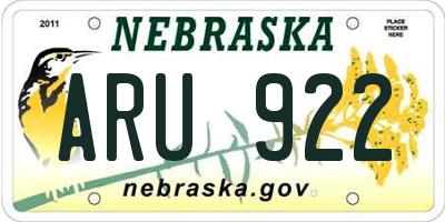 NE license plate ARU922