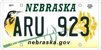 NE license plate ARU923