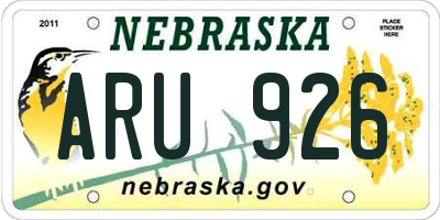 NE license plate ARU926
