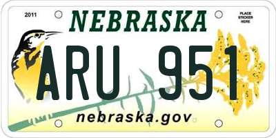 NE license plate ARU951