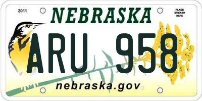 NE license plate ARU958