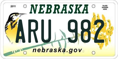 NE license plate ARU982