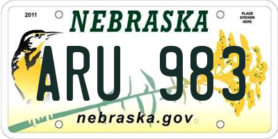 NE license plate ARU983