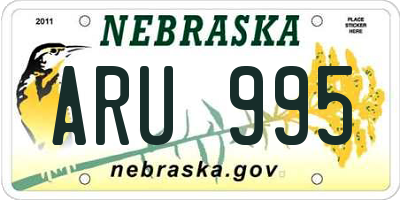 NE license plate ARU995