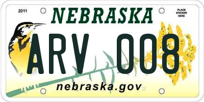 NE license plate ARV008