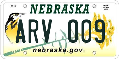 NE license plate ARV009