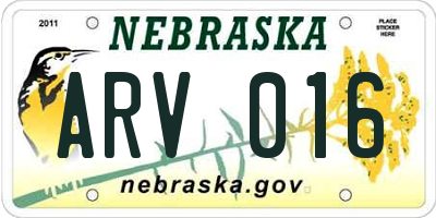NE license plate ARV016