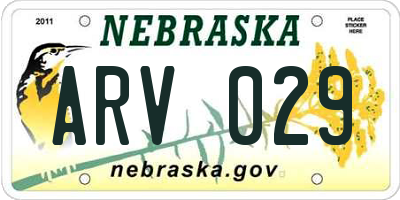 NE license plate ARV029
