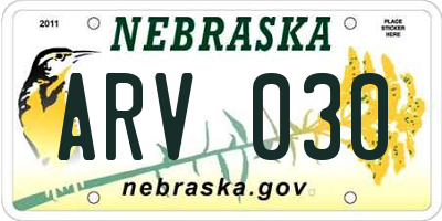 NE license plate ARV030