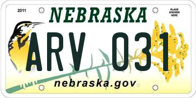 NE license plate ARV031
