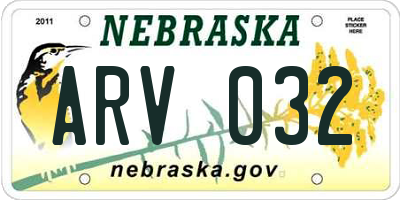 NE license plate ARV032