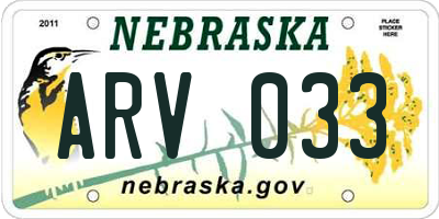 NE license plate ARV033