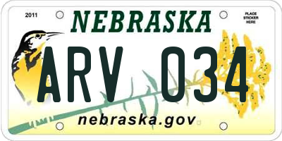 NE license plate ARV034
