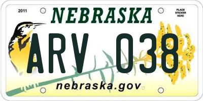 NE license plate ARV038
