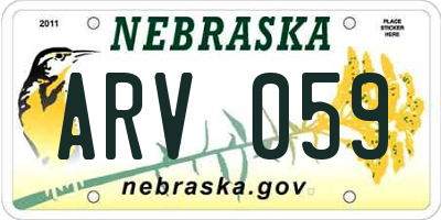 NE license plate ARV059