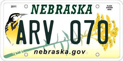 NE license plate ARV070