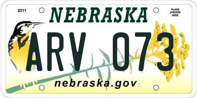 NE license plate ARV073