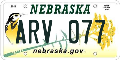 NE license plate ARV077