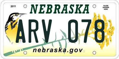 NE license plate ARV078
