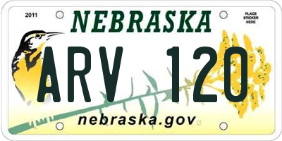 NE license plate ARV120