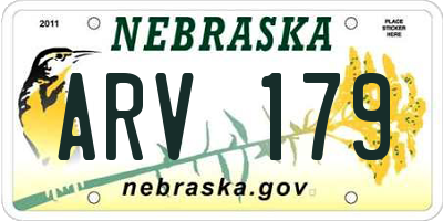 NE license plate ARV179