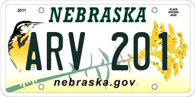 NE license plate ARV201