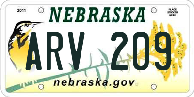 NE license plate ARV209