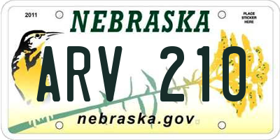 NE license plate ARV210
