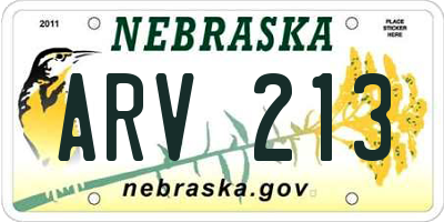 NE license plate ARV213