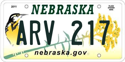 NE license plate ARV217