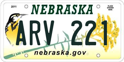 NE license plate ARV221