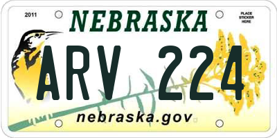 NE license plate ARV224