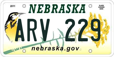 NE license plate ARV229