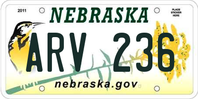 NE license plate ARV236