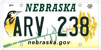NE license plate ARV238