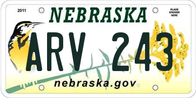 NE license plate ARV243
